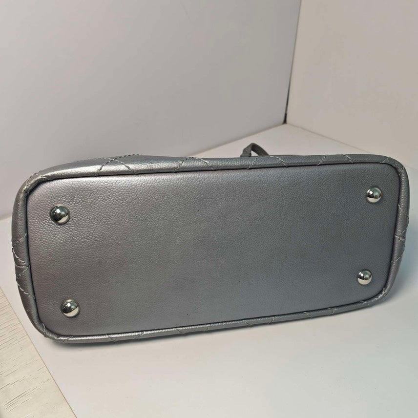 Chanel Caviar Tote Silver Shoulder Bag