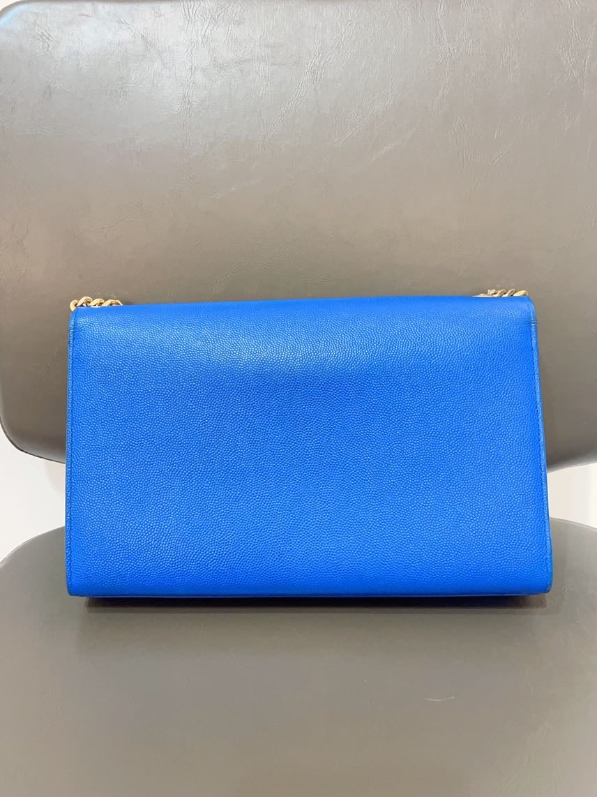 Preloved YSL Kate MM Blue Shoulder Bag in Leather