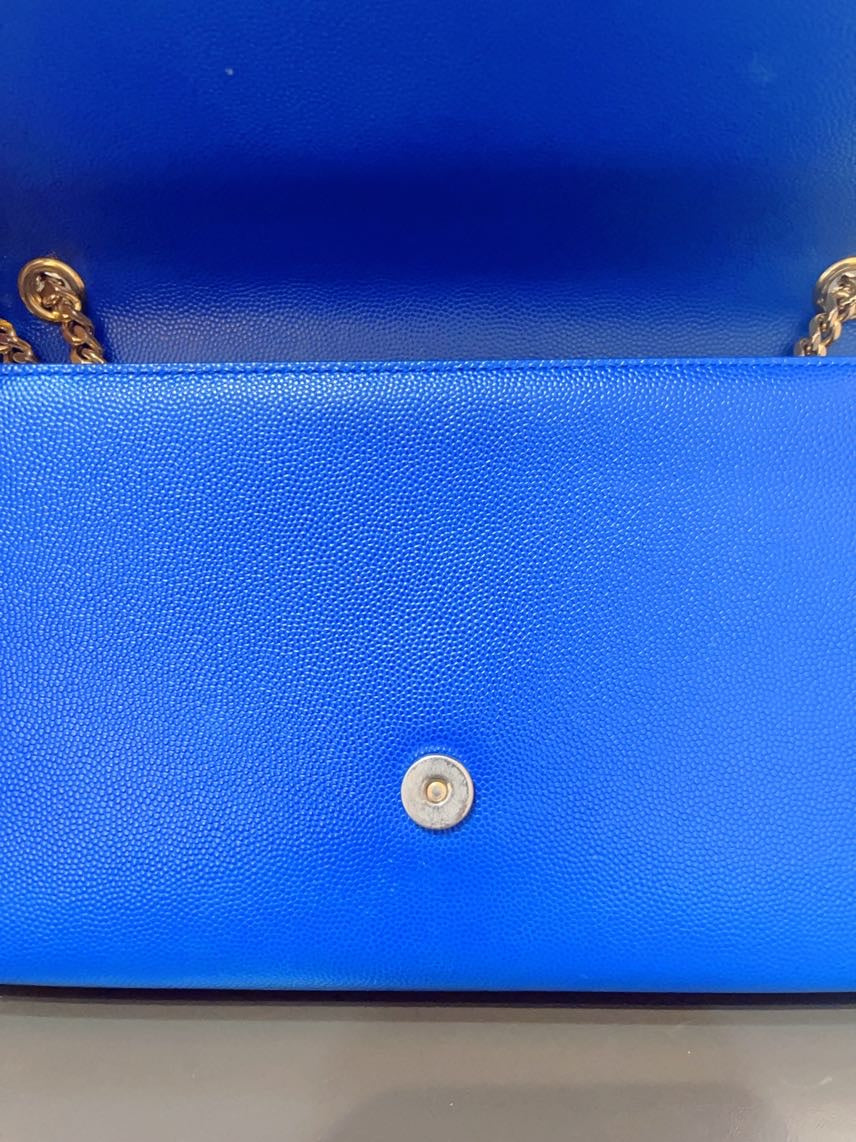 Preloved YSL Kate MM Blue Shoulder Bag in Leather