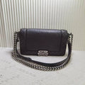 Preloved CHANEL Boy Bag Black Leather Shoulder Bag