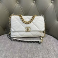 Preloved Chanel 19 White Shoulder Bag with Microchips