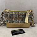 Preloved Chanel Gabrielle Tweed Gold Shoulder Bag