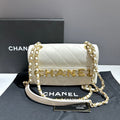 Chanel Classic Quilted White Leather Shoulder Bag