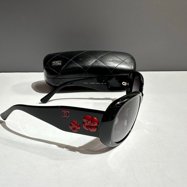 Chanel Preloved Sunglasses Black OS with Original Case