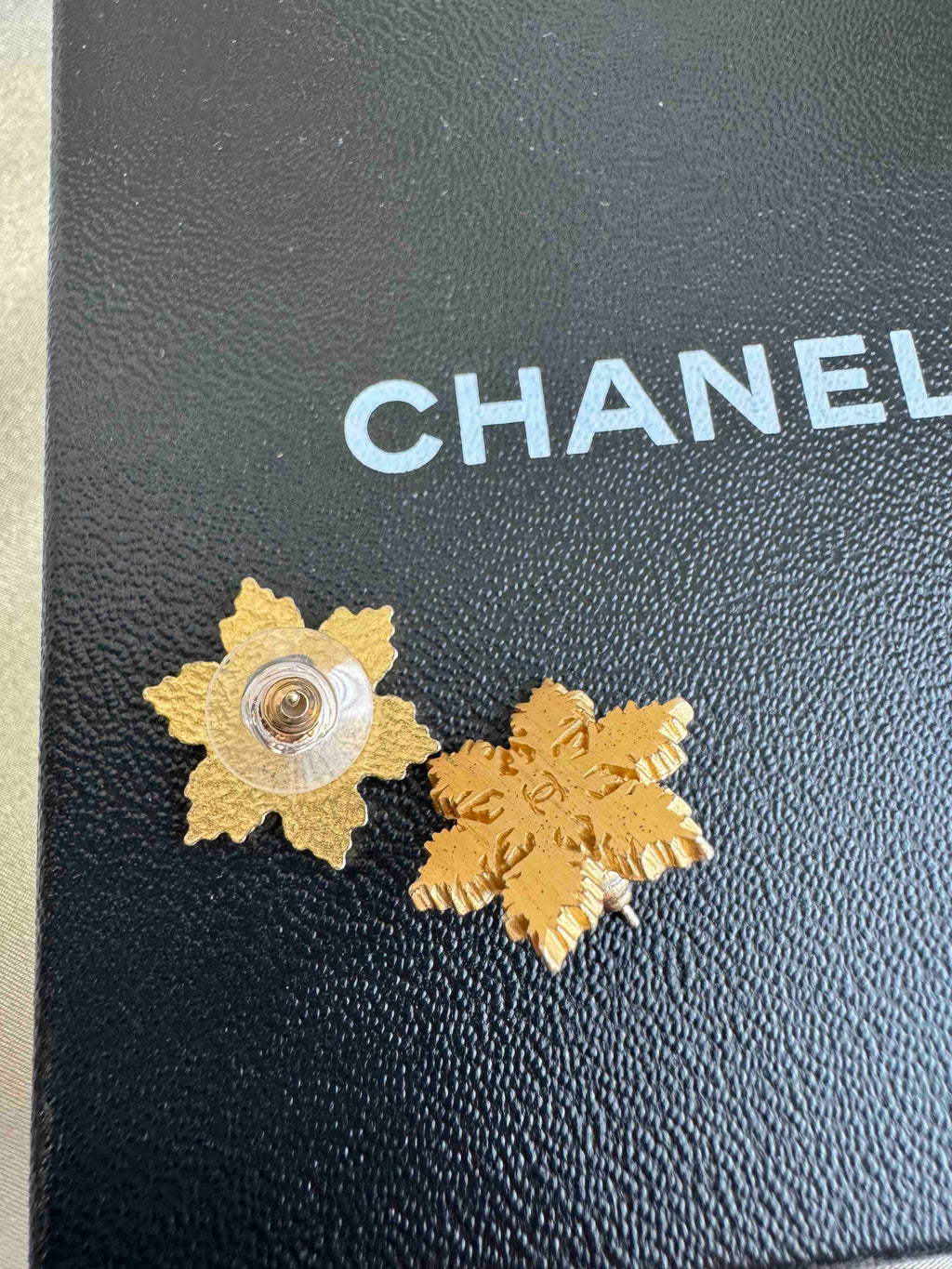 CHANEL Snowflake Earrings Gold Earrings
