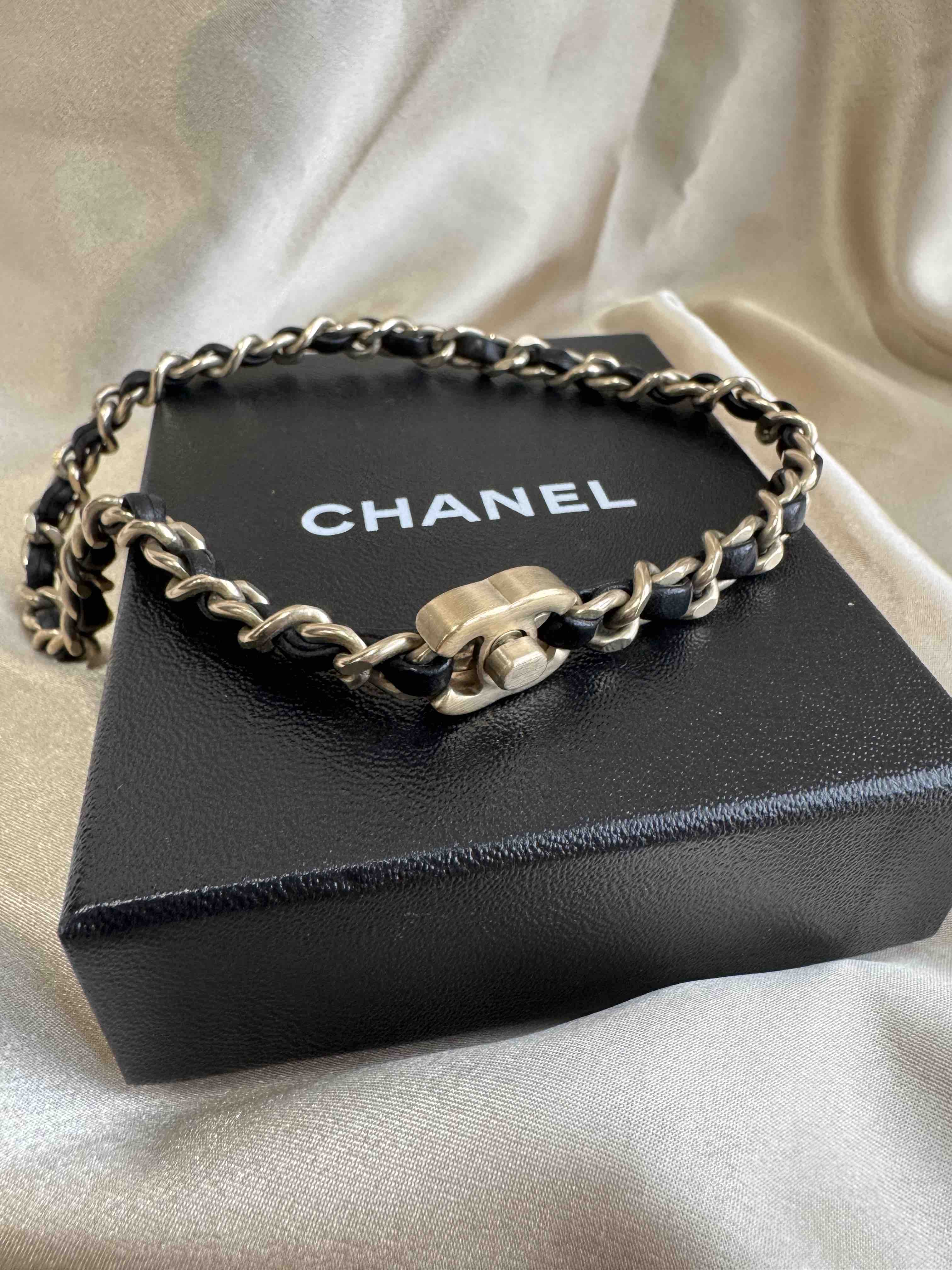 CHANEL Chain Black Choker Necklace