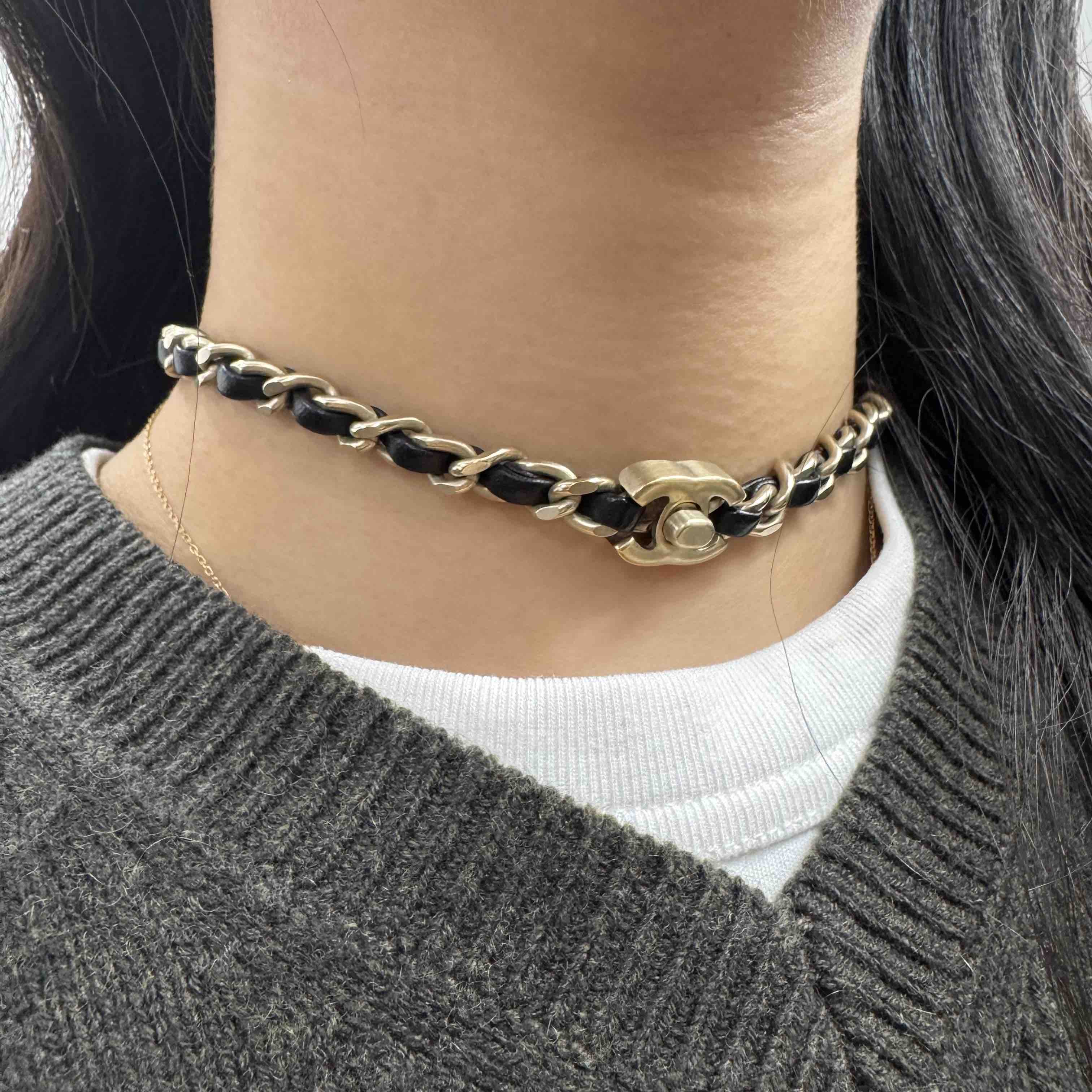 CHANEL Chain Black Choker Necklace
