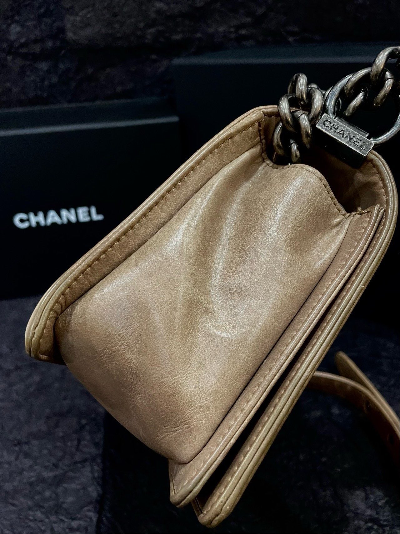 Chanel Vintage Limited Design LeBoy Medium Flap Bag Beige Shoulder Bag