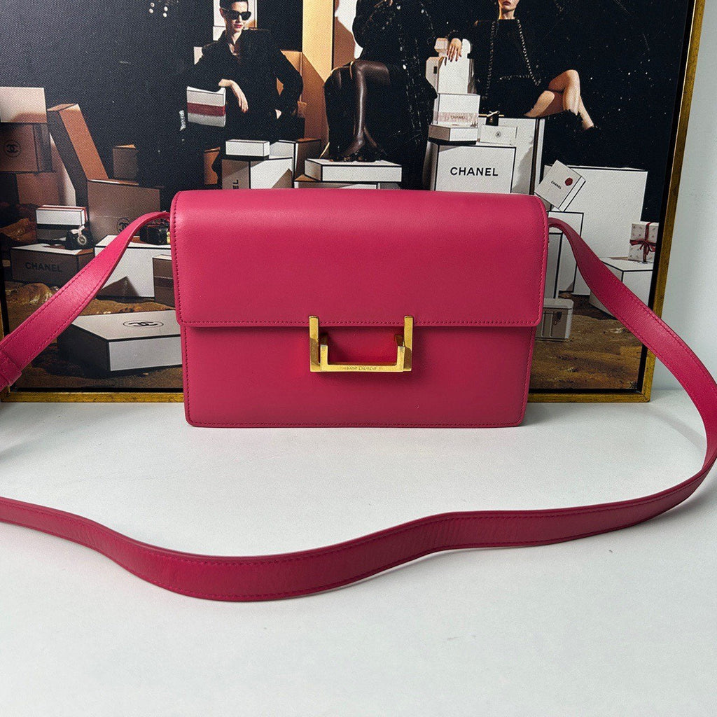 Saint Laurent Lulu Shoulder Bag in Pink Leather - Pre-Loved Designer Handbag (11733714)