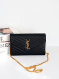 Preloved YSL Wallet on Chain (WOC) Black-Gold MM Bag #1SANEE