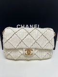 CHANEL Quilted Flap Bag White Leather Shoulder Bag