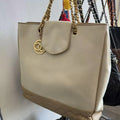 Preloved Chanel GST Beige Canvas Gold Hardware Tote Bag