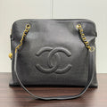 Vintage Chanel Caviar Leather Chain Tote Bag NGG5954 Black Shoulder Bag