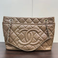 Chanel Caviar Leather Chain Tote Bag Beige