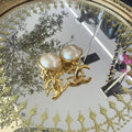 Preloved Chanel Statement Gold Ivory Earrings OS