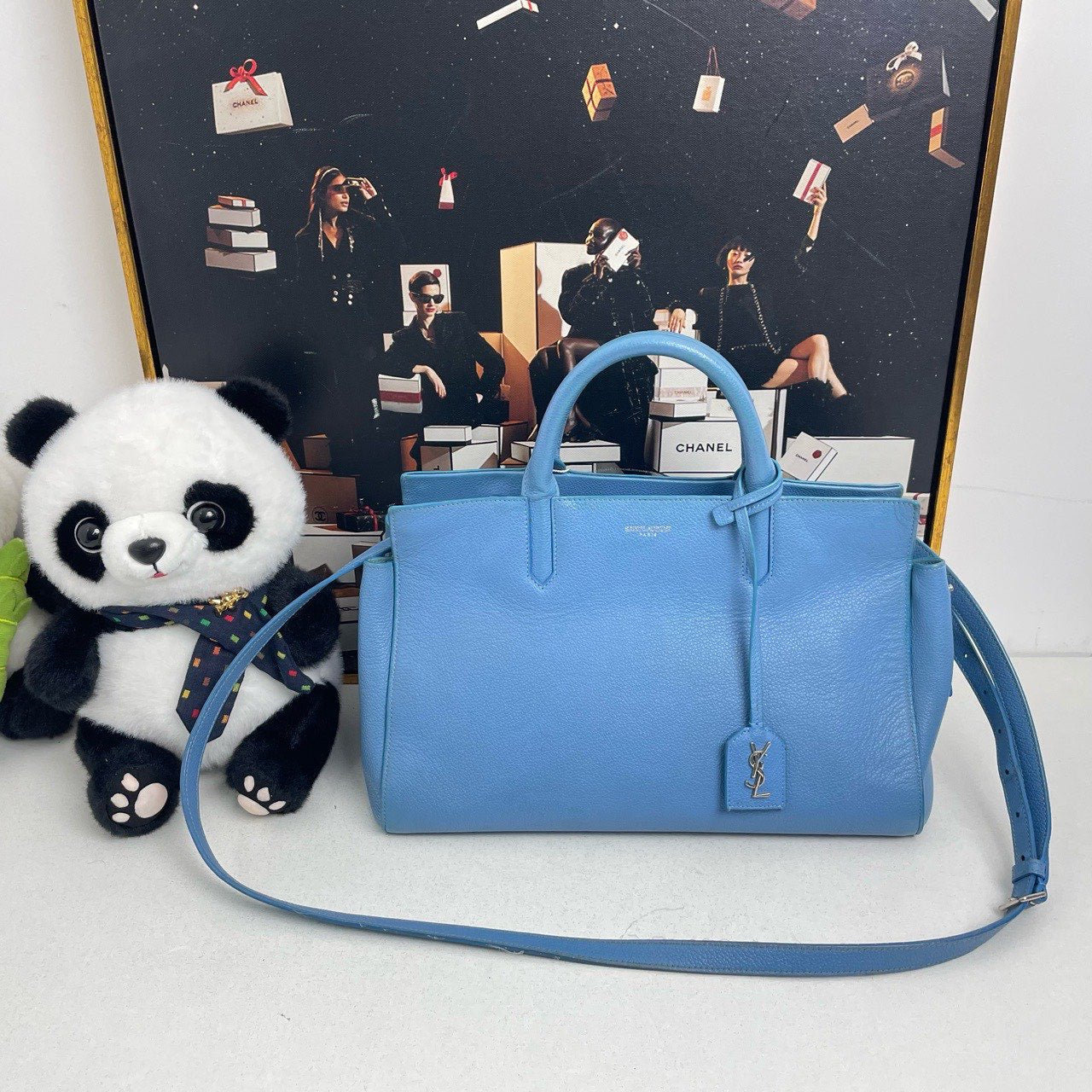 Saint Laurent Pre-Loved Two-Way Bag in Blue Leather - 12154952
