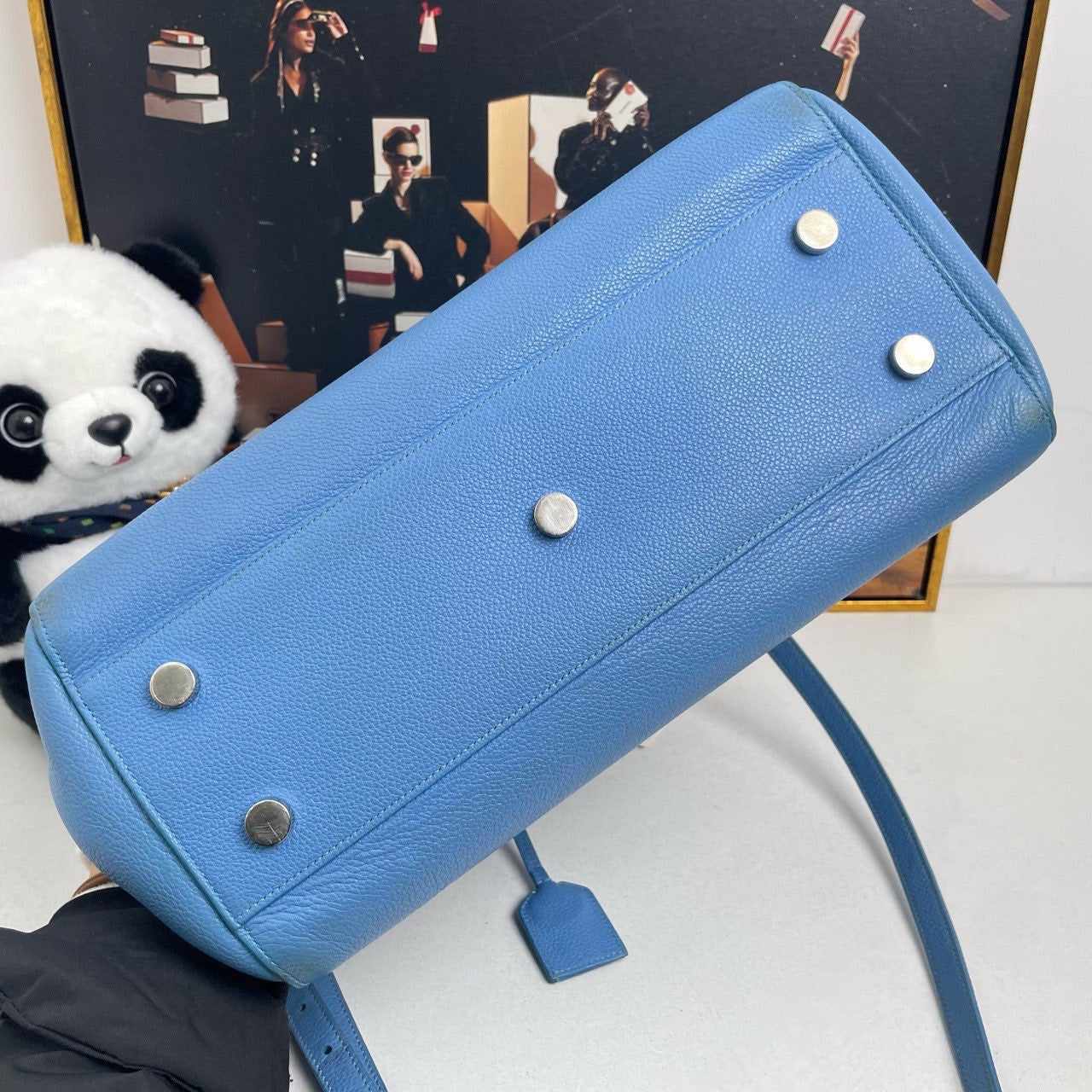 Saint Laurent Pre-Loved Two-Way Bag in Blue Leather - 12154952