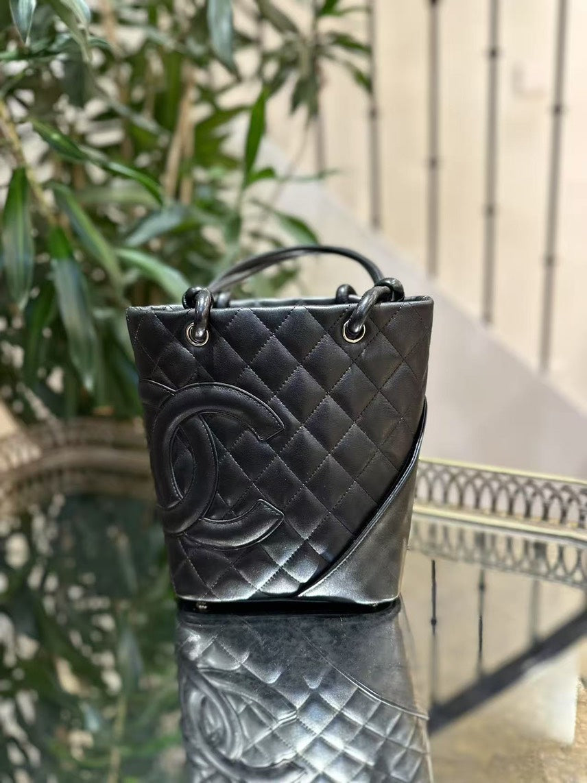 Chanel Preloved Quilted Black Bucket Bag