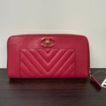 Preloved Chanel Calfskin Zippy Long Wallet N423457 Red Wallet
