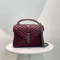 Preloved Yves Saint Laurent YSL Monogram Medium Burgundy Leather Shoulder Bag