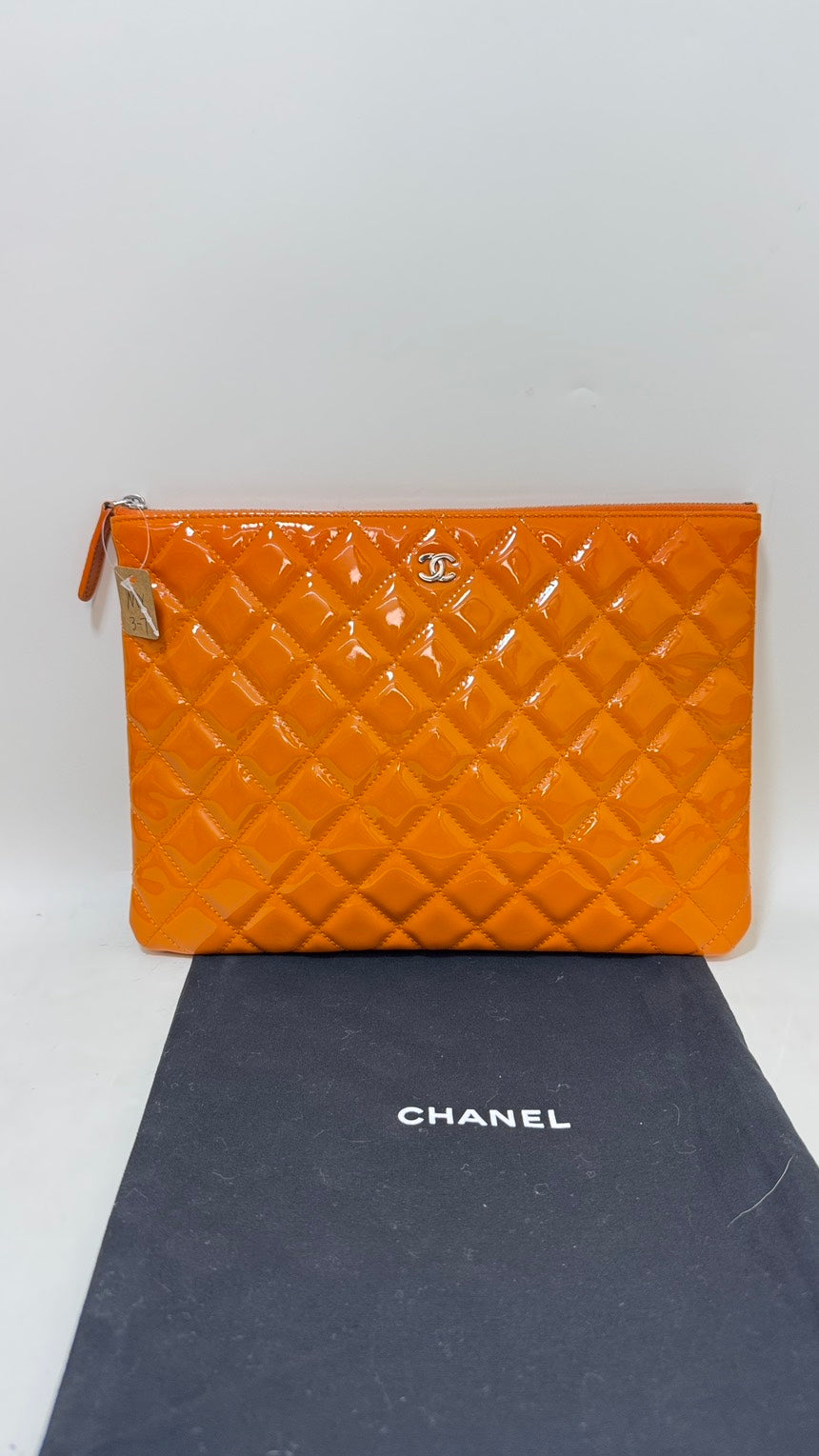 Chanel Orange Quilted Clutch Bag - Preloved Designer Handbag