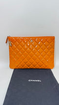 Chanel Orange Quilted Clutch Bag - Preloved Designer Handbag
