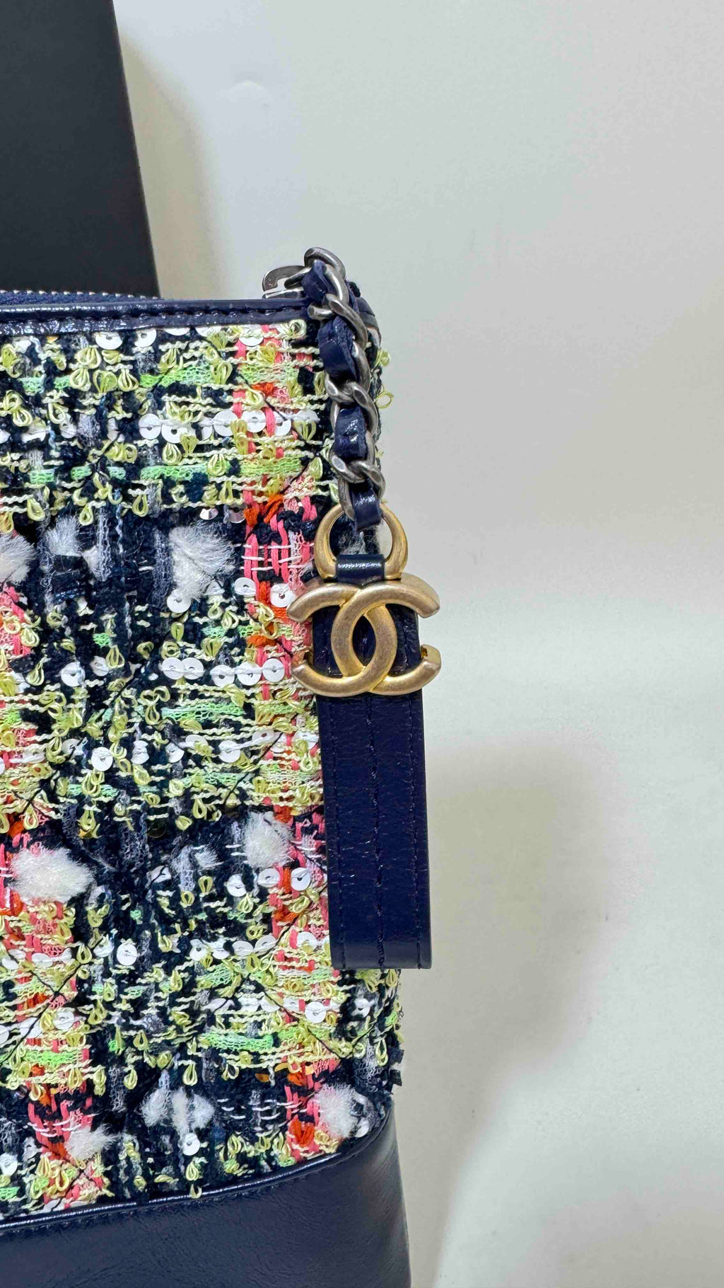 Chanel Tweed Navy Clutch - Preloved Full Set with Images