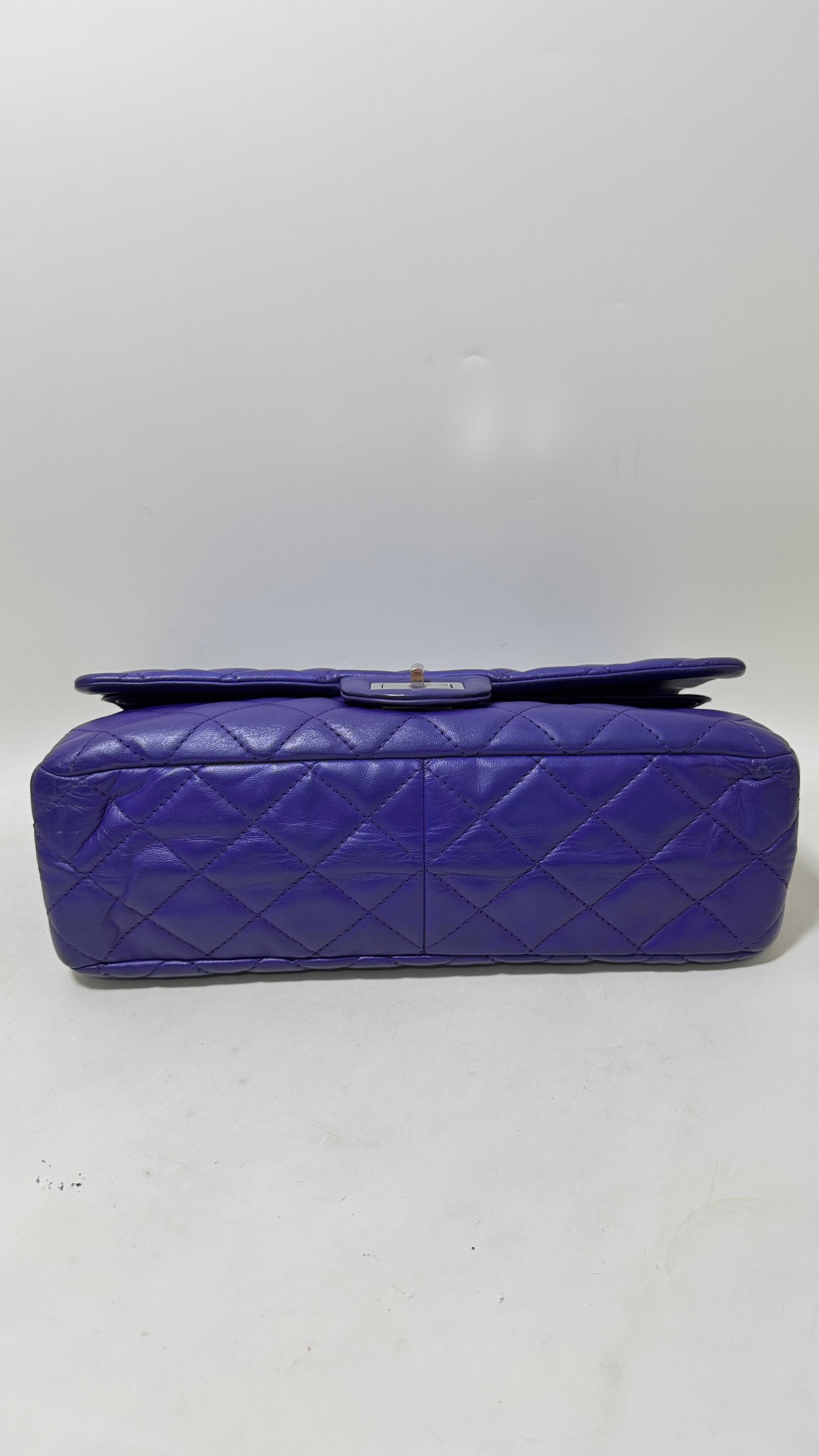 Chanel Preloved 2.55 Bag Purple Quilted Leather Shoulder Bag