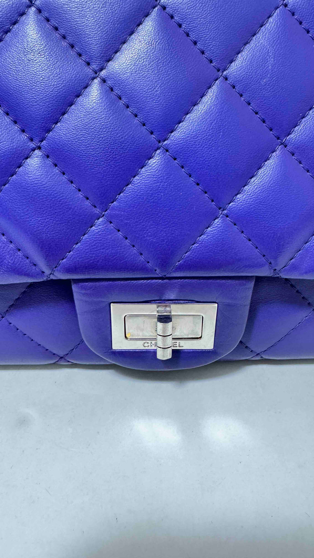 Chanel Preloved 2.55 Bag Purple Quilted Leather Shoulder Bag
