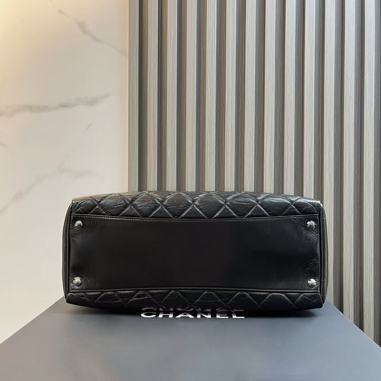 Chanel Quilted Black Leather Tote Bag 2012