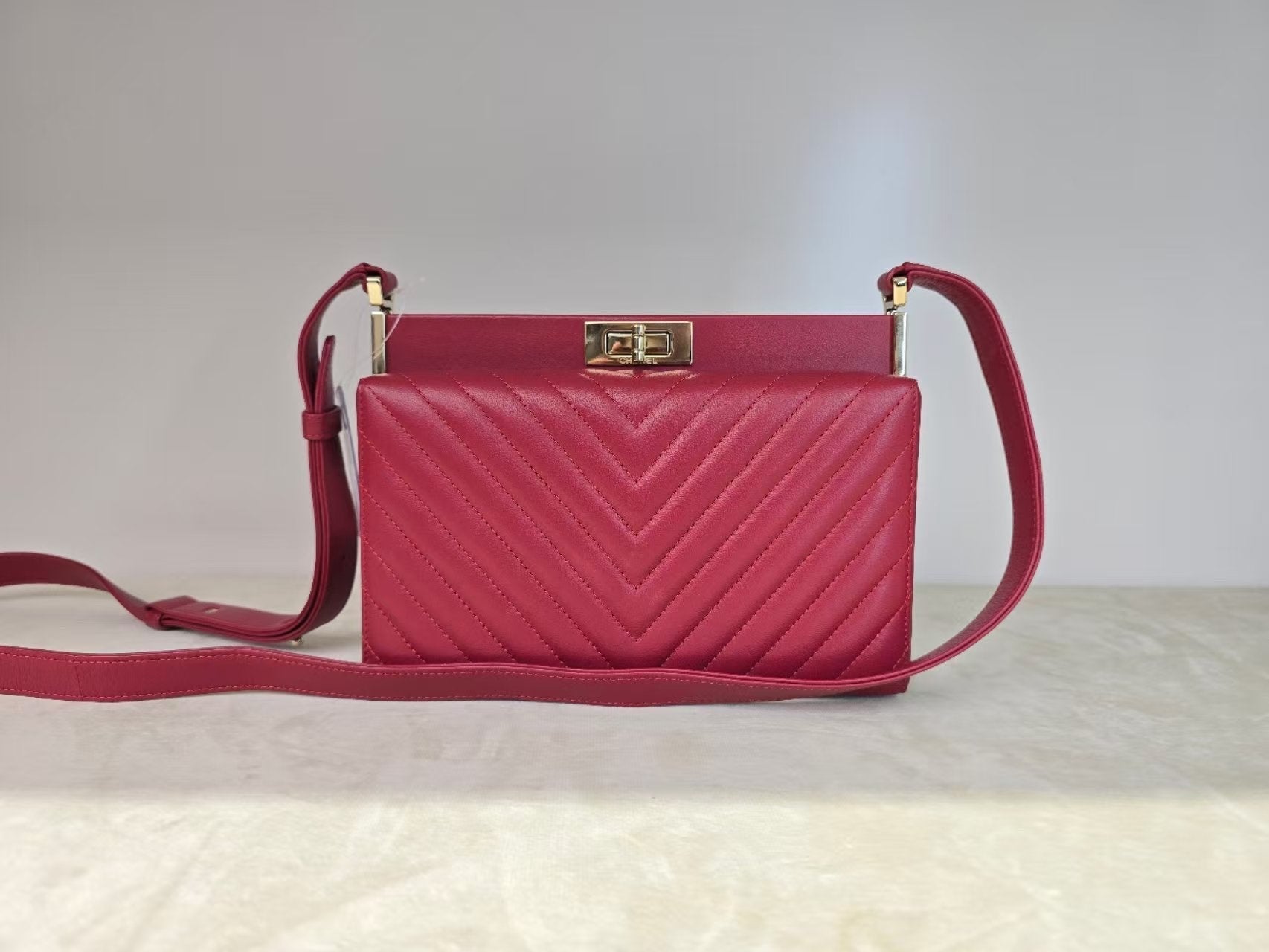 Chanel Signature Crossbody Bag Red Leather