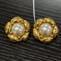 Chanel Vintage Gold Pearl Earrings Pre-Loved Clip-On
