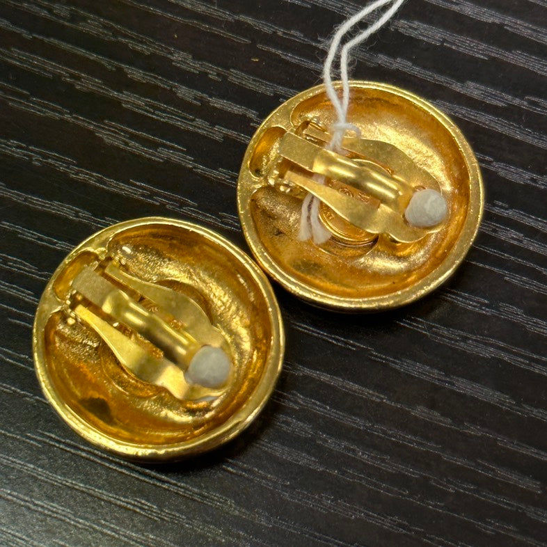 Chanel Vintage Gold Statement Ear Clips Earrings