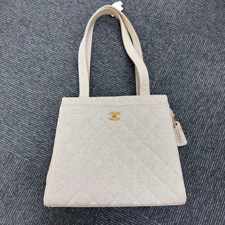 Pre-loved Chanel Quilted Beige Tote Bag