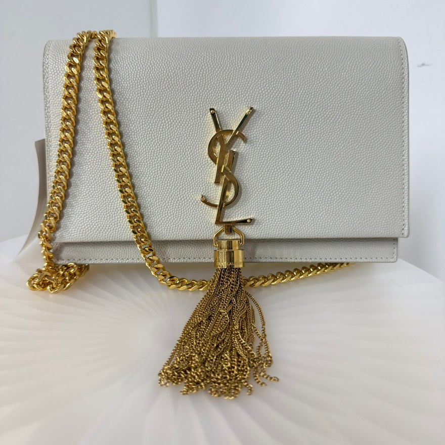 Preloved YSL Caviar Leather Tassel Chain Bag 5108