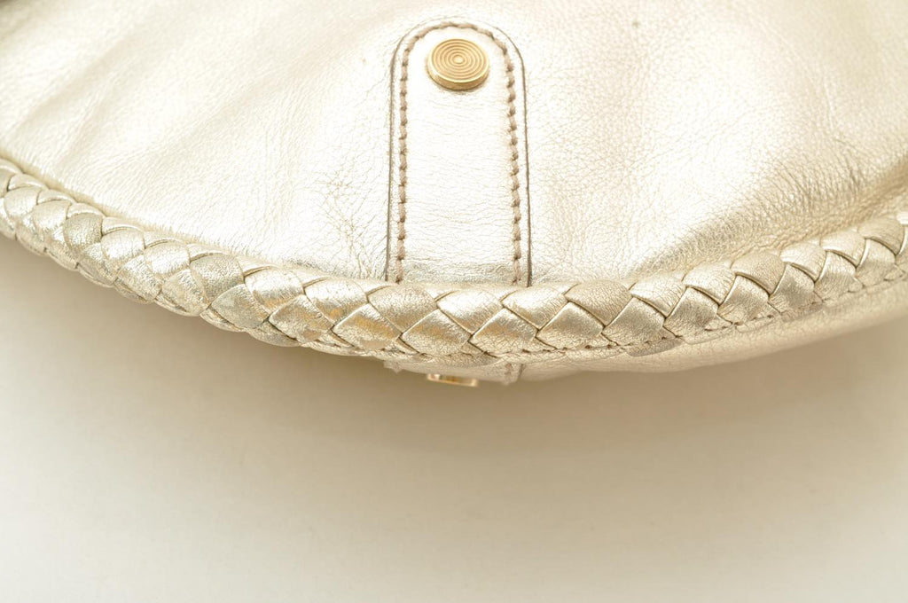 GUCCI Interlocking Fringe Shoulder Bag Leather Champagne Gold 167732 rd106