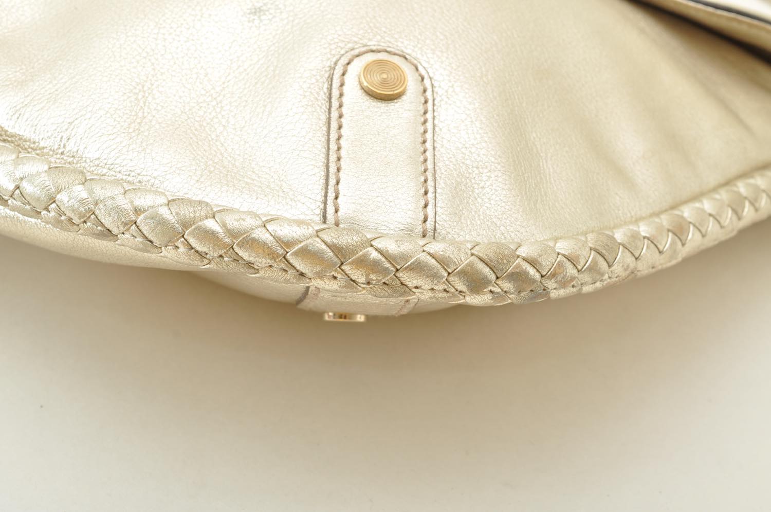 GUCCI Interlocking Fringe Shoulder Bag Leather Champagne Gold 167732 rd106