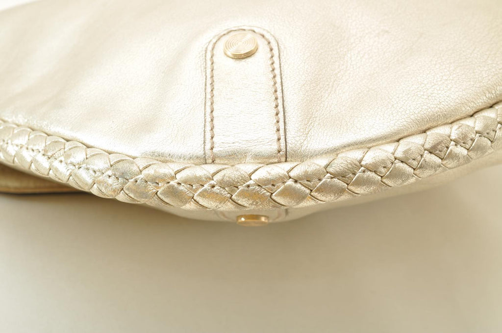 GUCCI Interlocking Fringe Shoulder Bag Leather Champagne Gold 167732 rd106