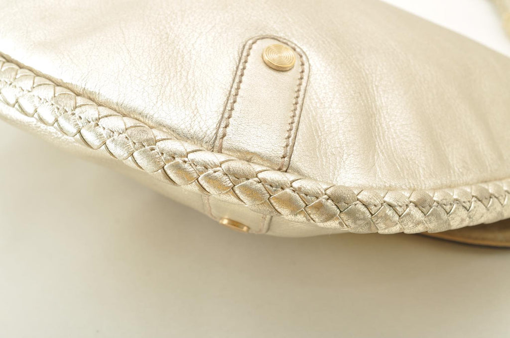 GUCCI Interlocking Fringe Shoulder Bag Leather Champagne Gold 167732 rd106