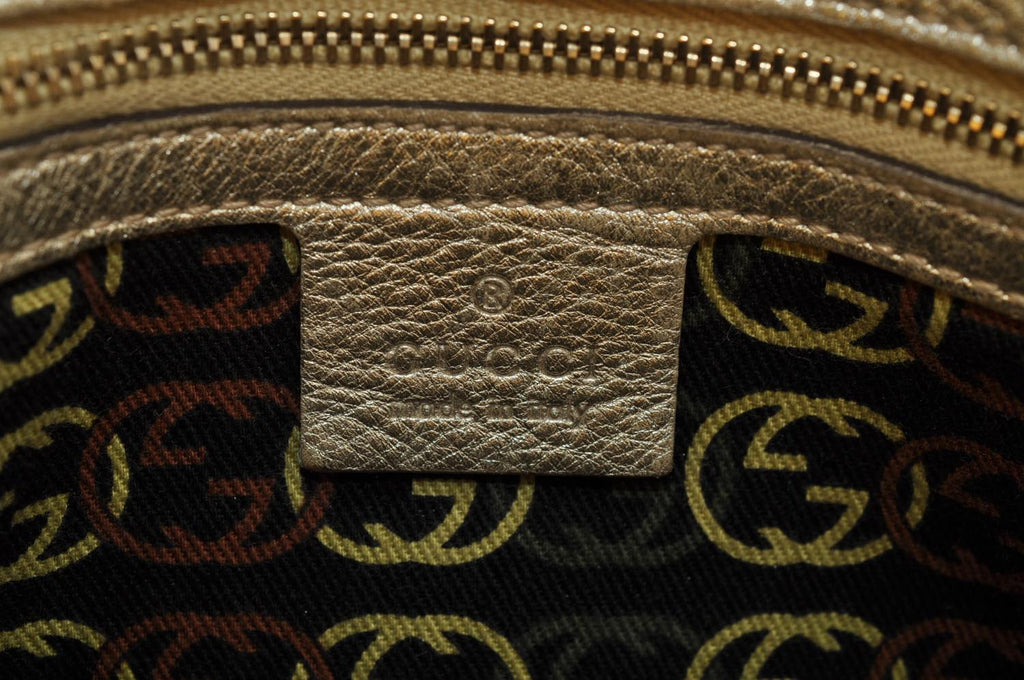 GUCCI Interlocking Fringe Shoulder Bag Leather Champagne Gold 167732 rd106