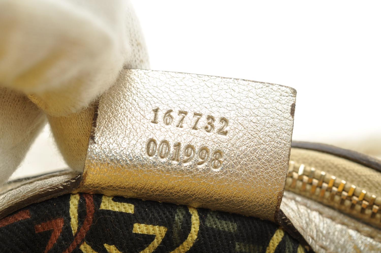 GUCCI Interlocking Fringe Shoulder Bag Leather Champagne Gold 167732 rd106
