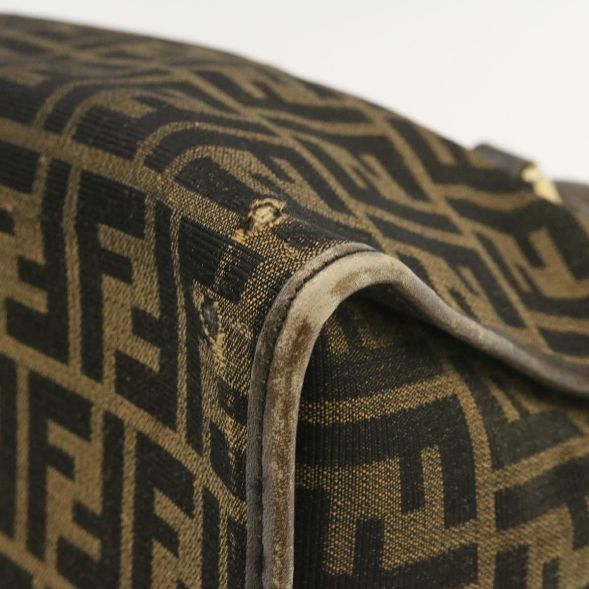 FENDI Zucca Canvas Hand Bag Brown Black rd1310