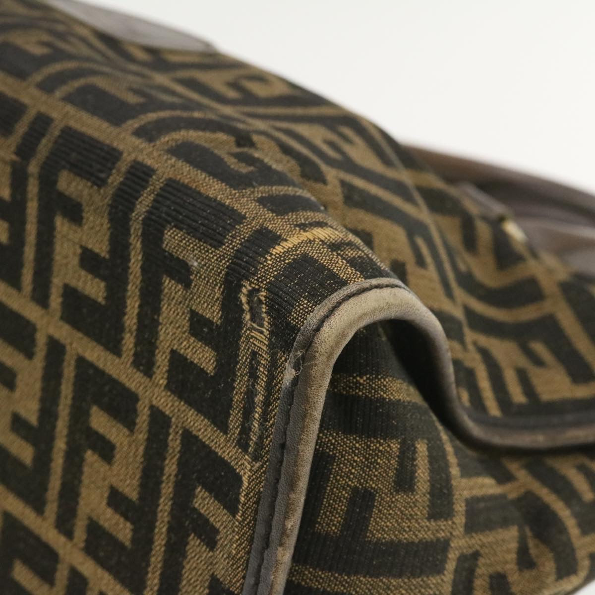 FENDI Zucca Canvas Hand Bag Brown Black rd1310