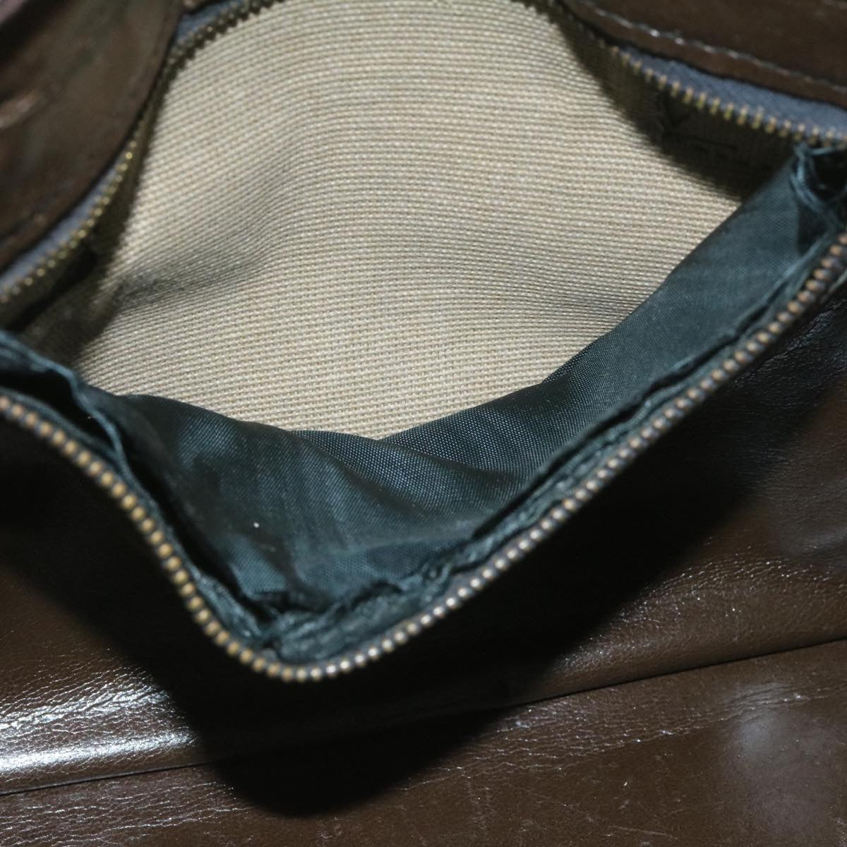 FENDI Zucca Canvas Hand Bag Brown Black rd1310