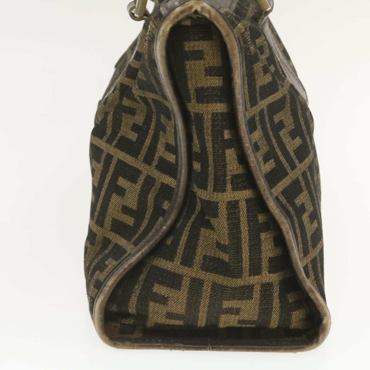 FENDI Zucca Canvas Hand Bag Brown Black  rd1310