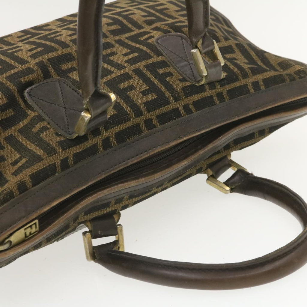 FENDI Zucca Canvas Hand Bag Brown Black rd1310
