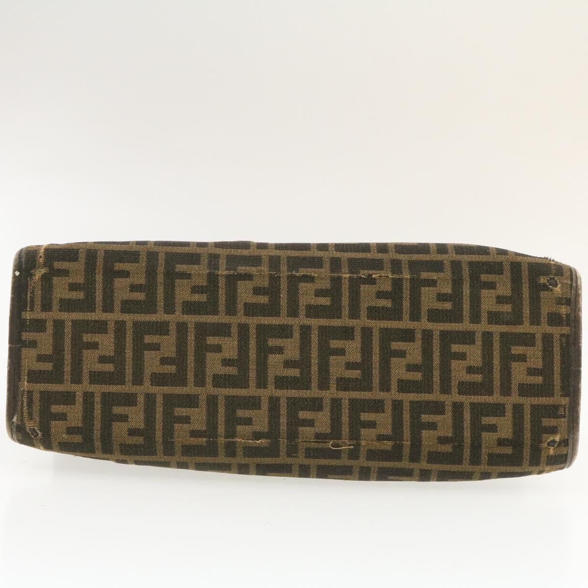 FENDI Zucca Canvas Hand Bag Brown Black rd1310