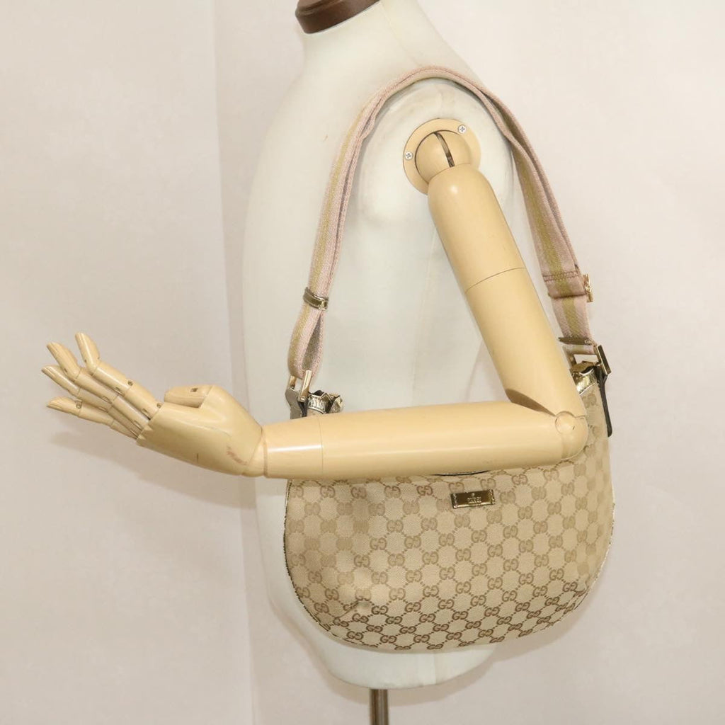 GUCCI Sherry Line GG Canvas Shoulder Bag Beige Pink Gold 181092 rd1354