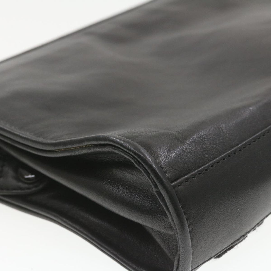 FENDI Clutch Shoulder Bag Leather 2Way Black rd1373