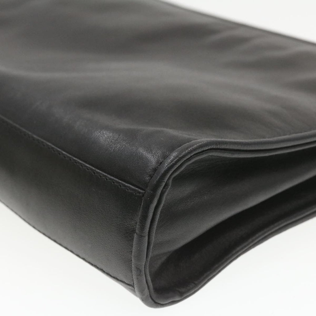 FENDI Clutch Shoulder Bag Leather 2Way Black rd1373